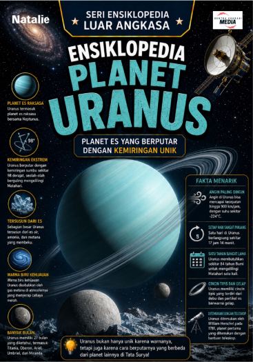 Ensiklopedia Planet Uranus: Planet Es yang Berputar dengan Kemiringan Unik